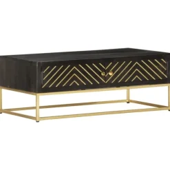 vidaXL Soffbord>Soffbord och guld 90x50x35 cm massivt mangoträ