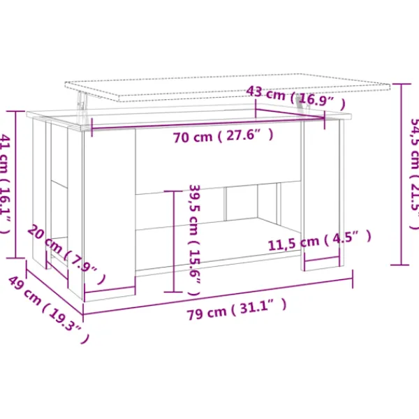 vidaXL Soffbord>Soffbord 79x49x41 cm konstruerat trä