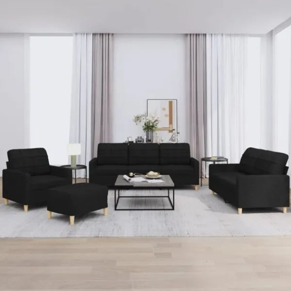 vidaXL Soffor>Soffgrupp med dynor 4 delar tyg