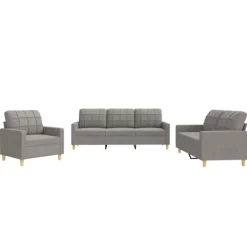 vidaXL Soffor>Soffgrupp med dynor 3 delar Taupe tyg Taupe