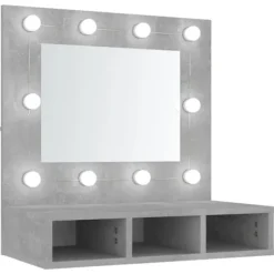 vidaXL Sminkbord>Spegelskåp med LED betong 60x31,5x62 cm