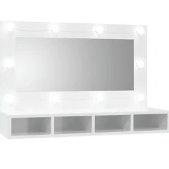 vidaXL Sminkbord>Spegelskåp med LED högglans 90x31,5x62 cm