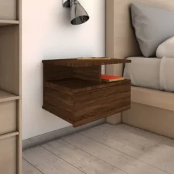 vidaXL Soffbord>Svävande sängbord brun 40x31x27 cm konstruerat trä Brun