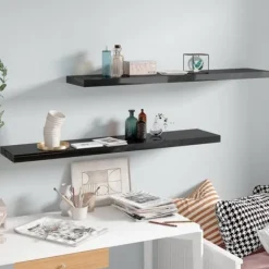 vidaXL Hyllor>Svävande vägghyllor 2 st högglans 120x23,5x3,8 cm MDF