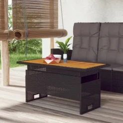 vidaXL Soffbord>Trädgårdsbord 100x50x43/63 cm akaciaträ&konstrotting