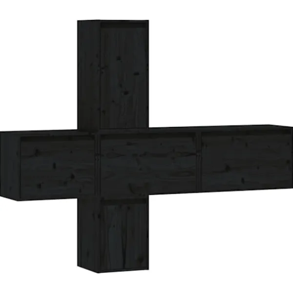 vidaXL Tv-Bänkar>Tv-bänk 5 delar massiv furu