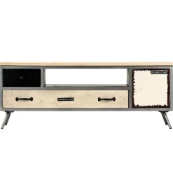 vidaXL Tv-Bänkar>TV-bänk massivt mangoträ och stål 120x30x45 cm