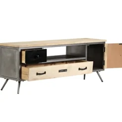 vidaXL Tv-Bänkar>TV-bänk massivt mangoträ och stål 120x30x45 cm