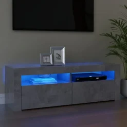 vidaXL Tv-Bänkar>TV-bänk med LED-belysning betong 120x35x40 cm