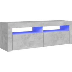 vidaXL Tv-Bänkar>TV-bänk med LED-belysning betong 120x35x40 cm