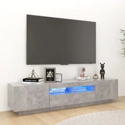 vidaXL Tv-Bänkar>TV-bänk med LED-belysning betong 180x35x40 cm