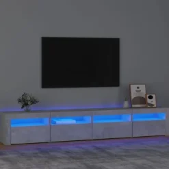 vidaXL Tv-Bänkar>Tv-bänk med LED-belysning betong 240x35x40 cm