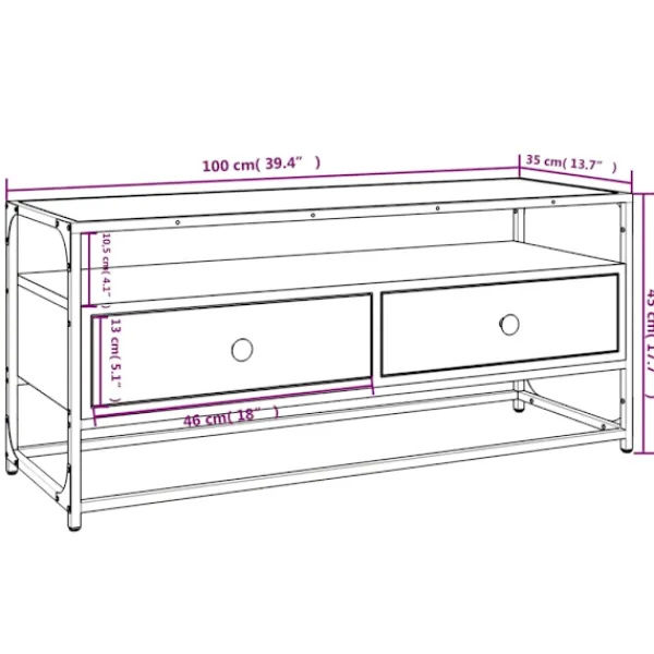 vidaXL Tv-Bänkar>Tv-bänk 100x35x45 cm konstruerat trä