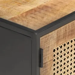 vidaXL Tv-Bänkar>TV-bänk 120x30x40 cm massivt grovt mangoträ och naturlig rotting