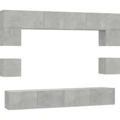 vidaXL Tv-Bänkar>Tv-skåp 8 delar betong konstruerat trä