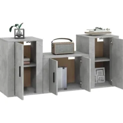 vidaXL Tv-Bänkar>Tv-skåp 3 delar betong konstruerat trä