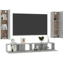 vidaXL Tv-Bänkar>TV-skåp 4 delar betong spånskiva
