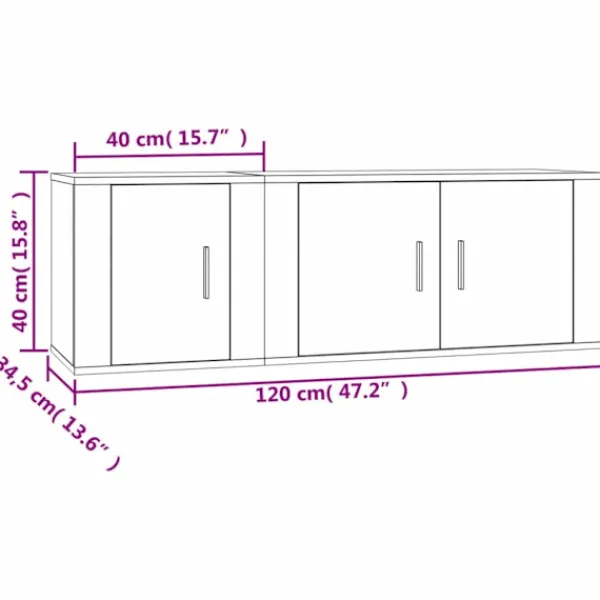 vidaXL Tv-Bänkar>Tv-skåp 2 delar betong konstruerat trä