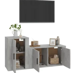 vidaXL Skåp>Tv-skåp 2 delar betong konstruerat trä