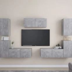vidaXL Skåp>Tv-skåp 7 delar betong konstruerat trä