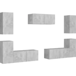 vidaXL Skåp>Tv-skåp 7 delar betong konstruerat trä