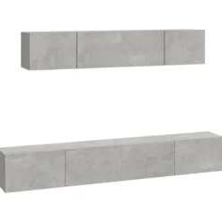 vidaXL Tv-Bänkar>Tv-skåp 4 delar betong konstruerat trä