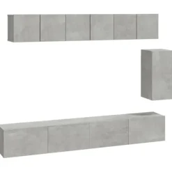 vidaXL Tv-Bänkar>Tv-skåp 6 delar betong konstruerat trä