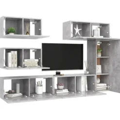 vidaXL Tv-Bänkar>TV-skåp 6 delar betong spånskiva