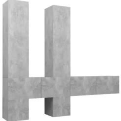 vidaXL Tv-Bänkar>TV-skåp 6 delar betong spånskiva