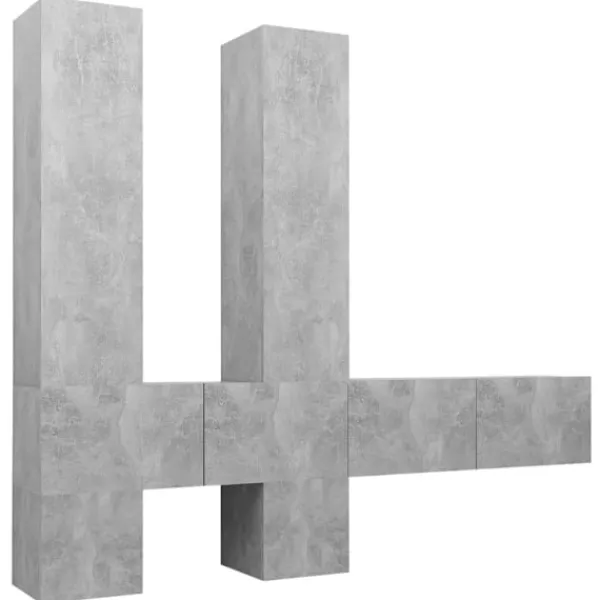 vidaXL Tv-Bänkar>TV-skåp 6 delar betong spånskiva