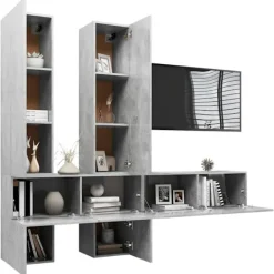 vidaXL Tv-Bänkar>TV-skåp 6 delar betong spånskiva