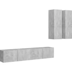 vidaXL Tv-Bänkar>TV-skåp 4 delar betong spånskiva