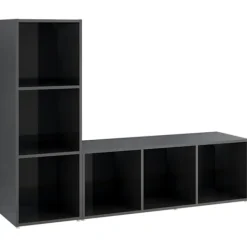 vidaXL Tv-Bänkar>TV-skåp 2 delar högglans 107x35x37 cm konstruerat trä