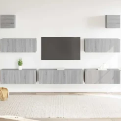 vidaXL Tv-Bänkar>Tv-skåp 7 delar sonoma konstruerat trä