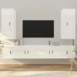 vidaXL Tv-Bänkar>Tv-skåp 6 delar högglans konstruerat trä