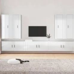 vidaXL Tv-Bänkar>Tv-skåp 7 delar högglans konstruerat trä