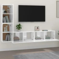 vidaXL Tv-Bänkar>Tv-skåp 4 delar högglans konstruerat trä