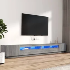 vidaXL Tv-Bänkar>TV-skåp 3 delar med LED sonoma konstruerat trä