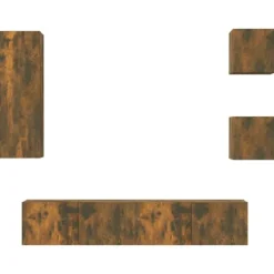 vidaXL Tv-Bänkar>Tv-skåp 5 delar rökfärgad ek konstruerat trä