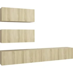 vidaXL Tv-Bänkar>TV-skåp 4 delar sonoma-ek konstruerat trä