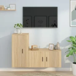vidaXL Tv-Bänkar>Tv-skåp 2 delar sonoma-ek konstruerat trä