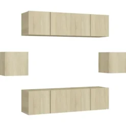 vidaXL Skåp>TV-skåp 6 delar sonoma-ek konstruerat trä