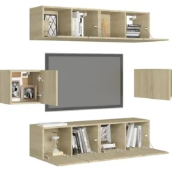 vidaXL Skåp>TV-skåp 6 delar sonoma-ek konstruerat trä