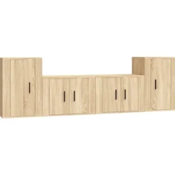 vidaXL Tv-Bänkar>Tv-skåp 4 delar sonoma-ek konstruerat trä