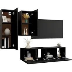 vidaXL Tv-Bänkar>TV-skåp 4 delar spånskiva