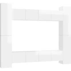 vidaXL Tv-Bänkar>TV-skåp 8 delar högglans spånskiva