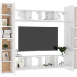 vidaXL Tv-Bänkar>TV-skåp 8 delar högglans spånskiva