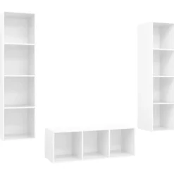 vidaXL Tv-Bänkar>TV-skåp 3 delar högglans konstruerat trä