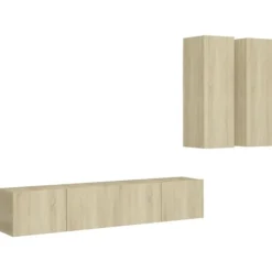 vidaXL Tv-Bänkar>TV-skåp set 4 delar sonoma-ek konstruerat trä