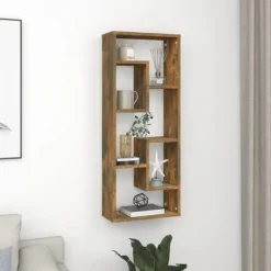vidaXL Hyllor>Vägghylla rökfärgad ek 36x16x90 cm konstruerat trä Brun